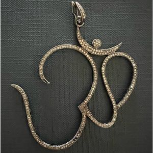 Natural Pave Diamond Large OHM Charm with Removable Diamond Bail